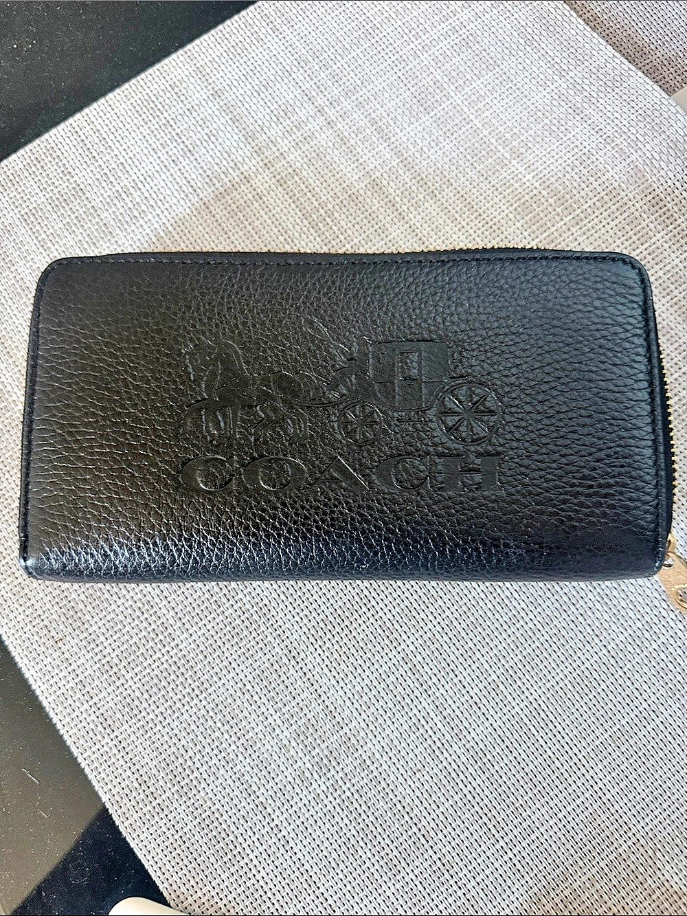 Coach Long Zip Around Wallet With Horse And Carriage in Black & Red